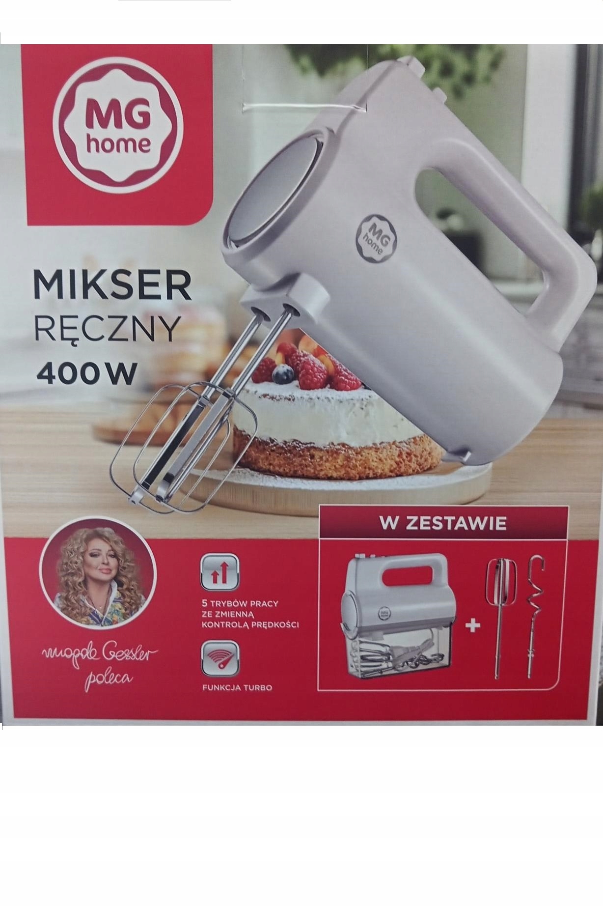 Ruční Mixér 400 W HM24010W Bílý 5 Rychlostí Funkce Turbo Míchadla Háky