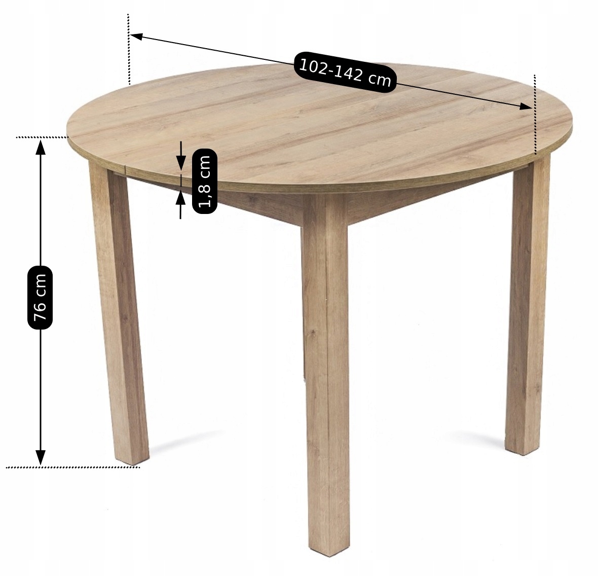 Stół Okrągły Rozkładany do Salonu Jadalni Loft Kuchenny HARRY Dąb Riviera Kolekcja HARRY