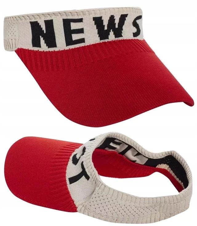 MATERIAŁOWY DASZEK PRZECIWSŁONECZNY Z GUMKĄ Z NAPISEM NEWST CZERWONY