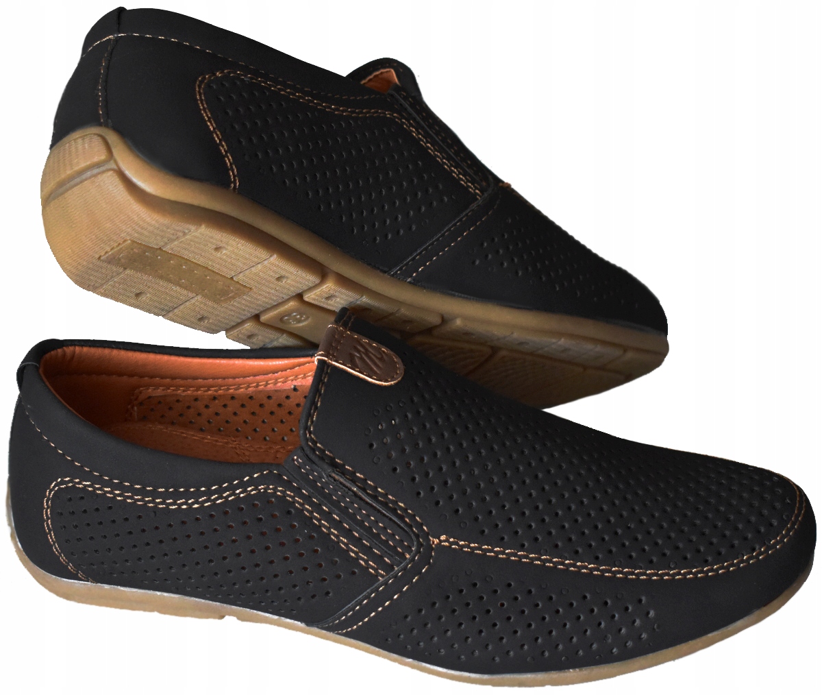 BESSKY Mokasyny Czarne Lekkie Półbuty Wsuwane Zamsz Wizytowe 25,5 cm - 40