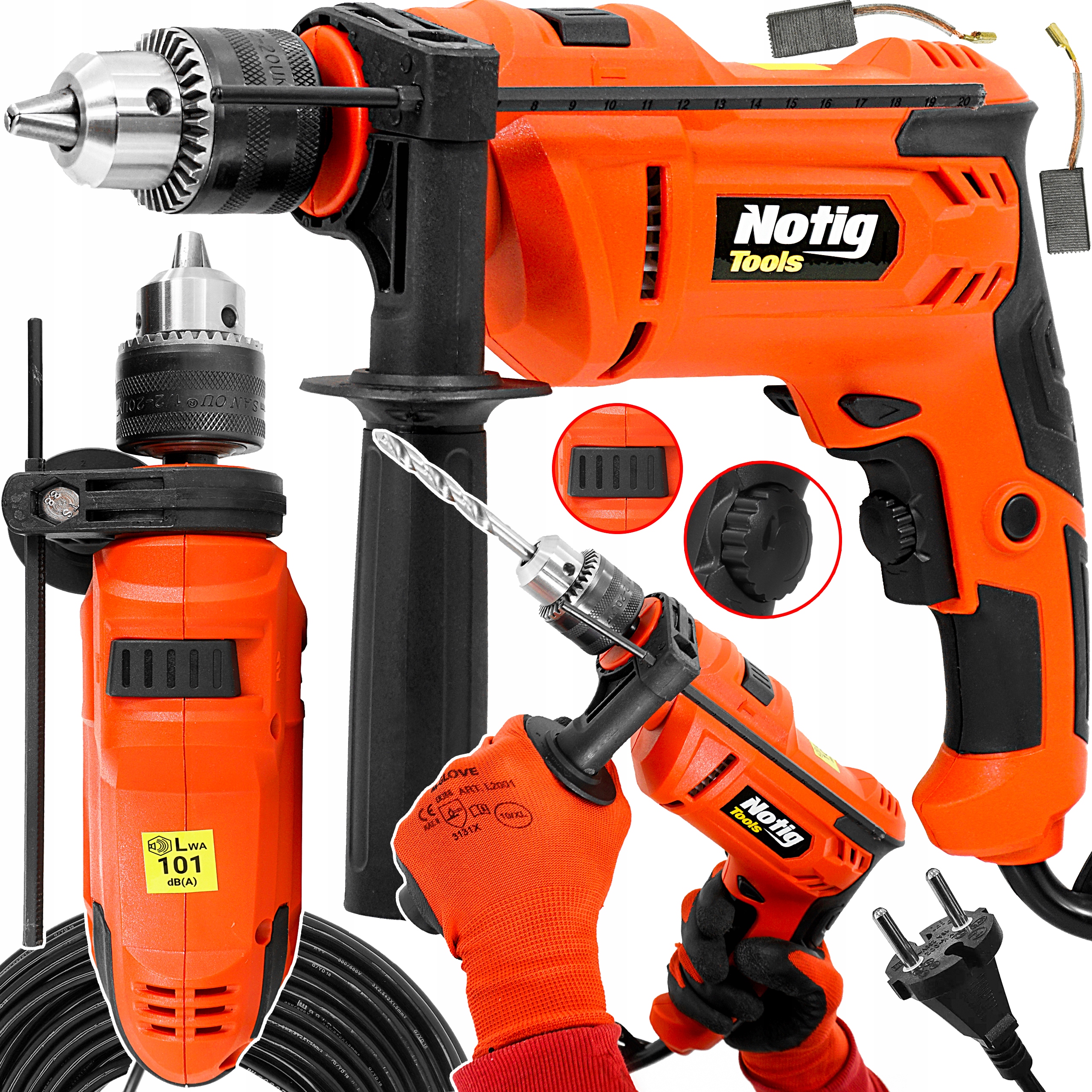 Wiertarka Udarowa Z Udarem 900W Z Regulacją Obrotów Zestaw Mocna 2 Funkcje