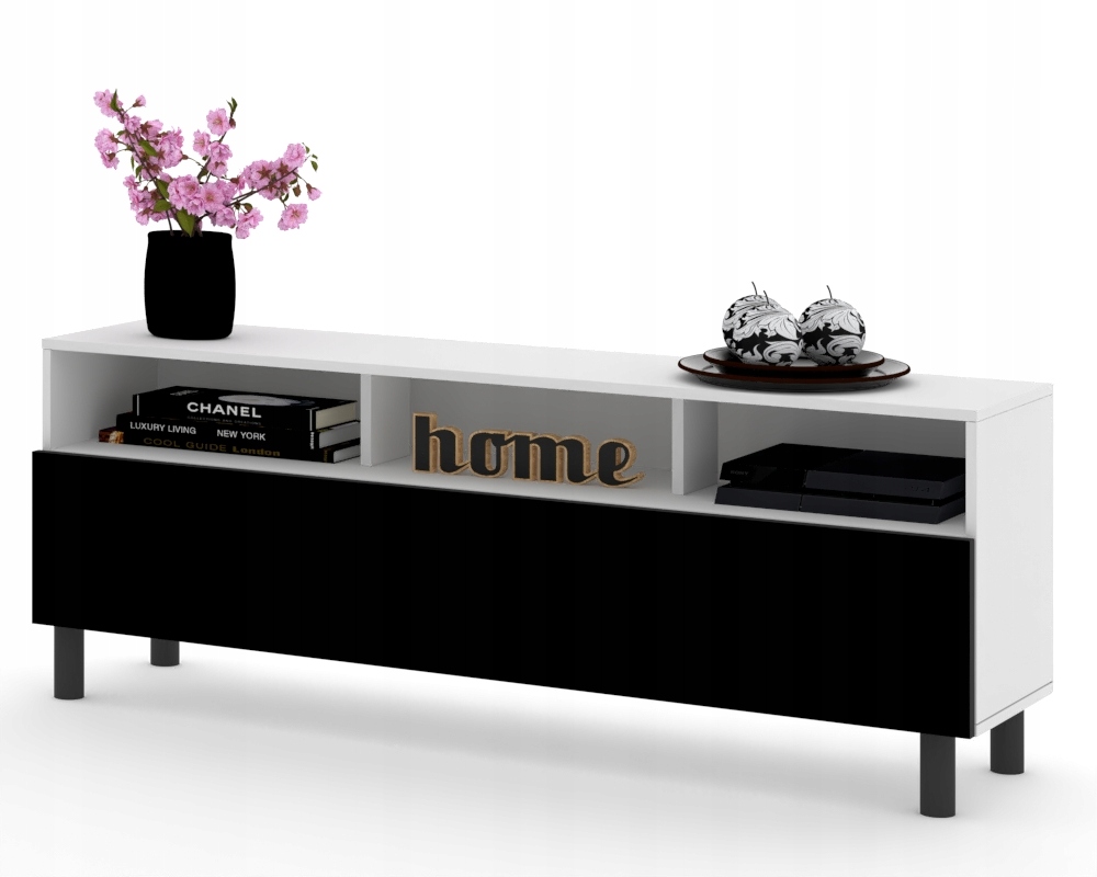 Stojící Rtv skříňka Play Heels Komoda Police Vitrína Bílá Matná Černá 120