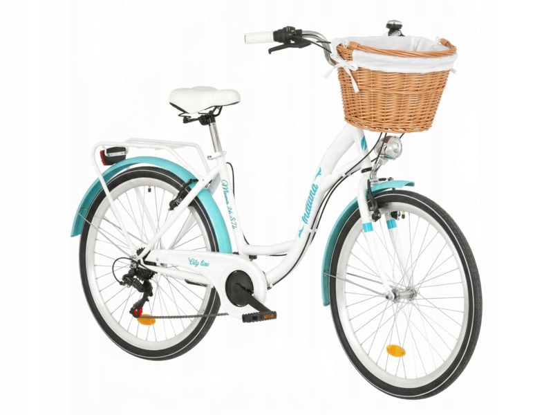 Rower miejski Indiana Moena S7B 26 cali damski Koszyk Wkład Biały