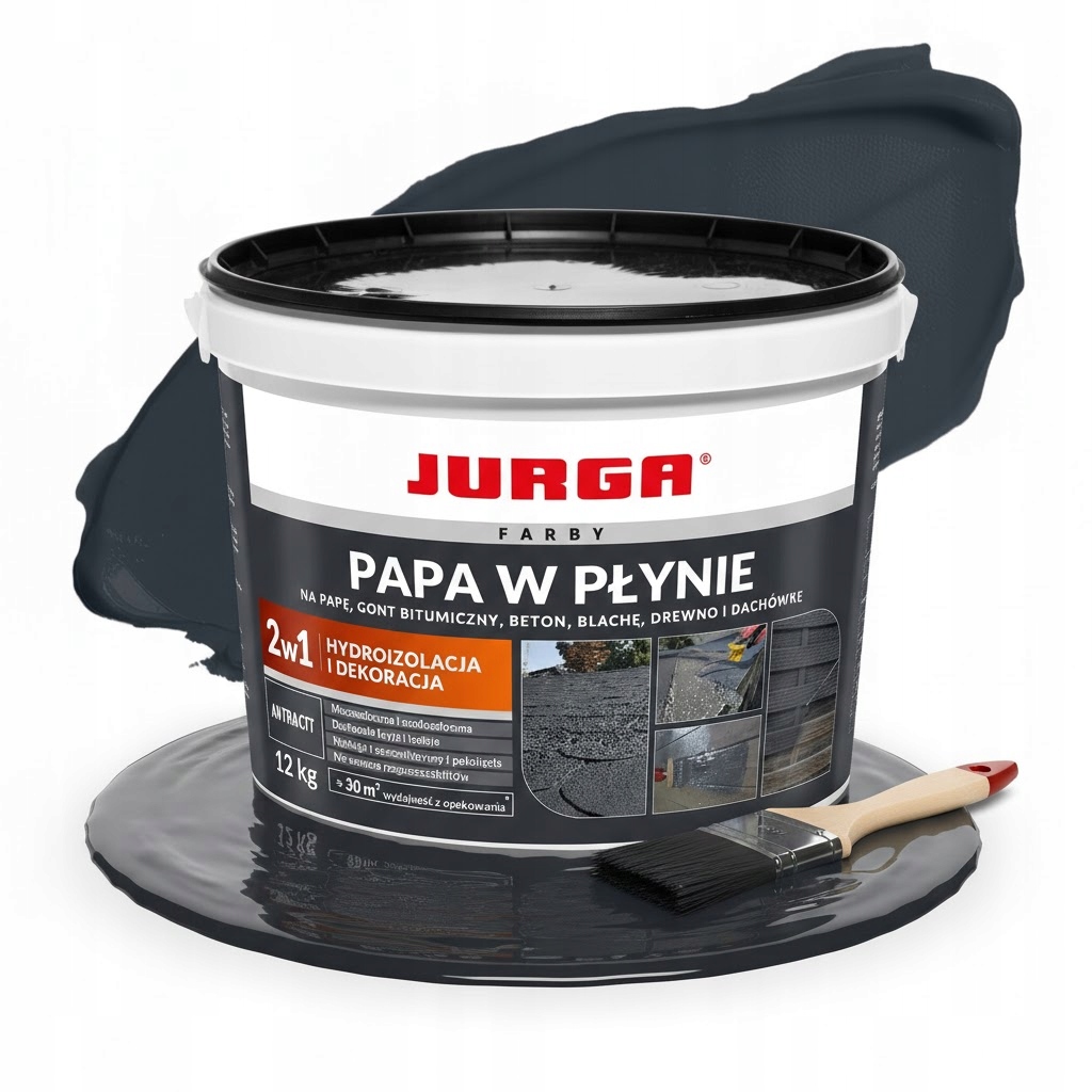 Papa w płynie hydroizolacja Dachu Antracyt na Dach płot Wodoodporna 12kg
