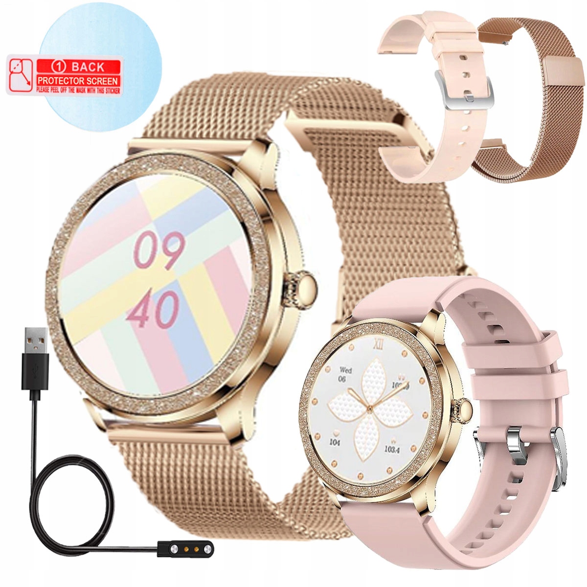 Smartwatch Zegarek Damski Polskie Menu Rozmowy Ciśnienie Puls Sport Zdrowie