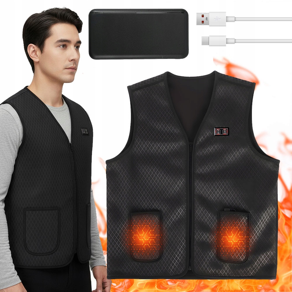 Zimní Vyhřívaná Vesta Podšitá Fleecem S Usb Bez Rukávů, Unisex
