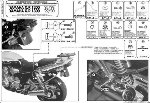 Rám Centrálneho Kufra Yamaha Xjr 1200 (95-98), Xjr 1300 98-02 Bez Dosky