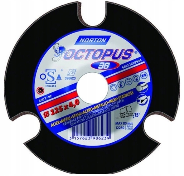 

Tarcza do szlifowania Norton Octopus 125x4,0 P36