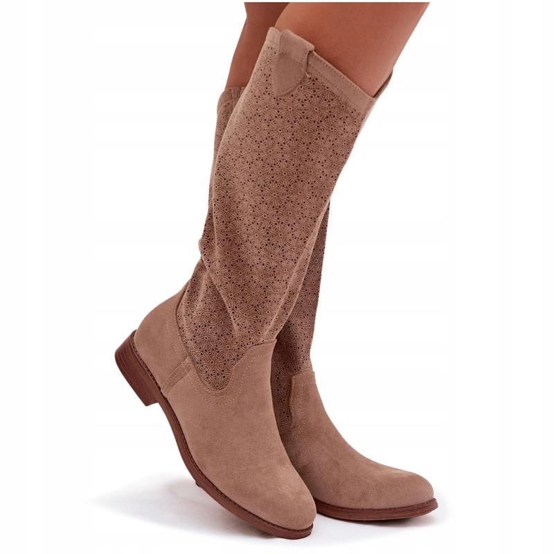 Dámské Kozačky S Plochým Podpatkem S.barski HY61-8022 Béžové 38