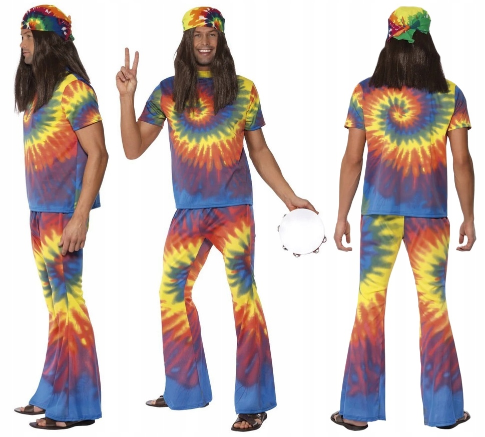 Kostým Hipisa Hippie Flower Power Multicolor Kostým Zvony 70 80 L