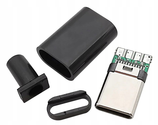 

Wtyk Usb typ C lutowany na przewód Czarny