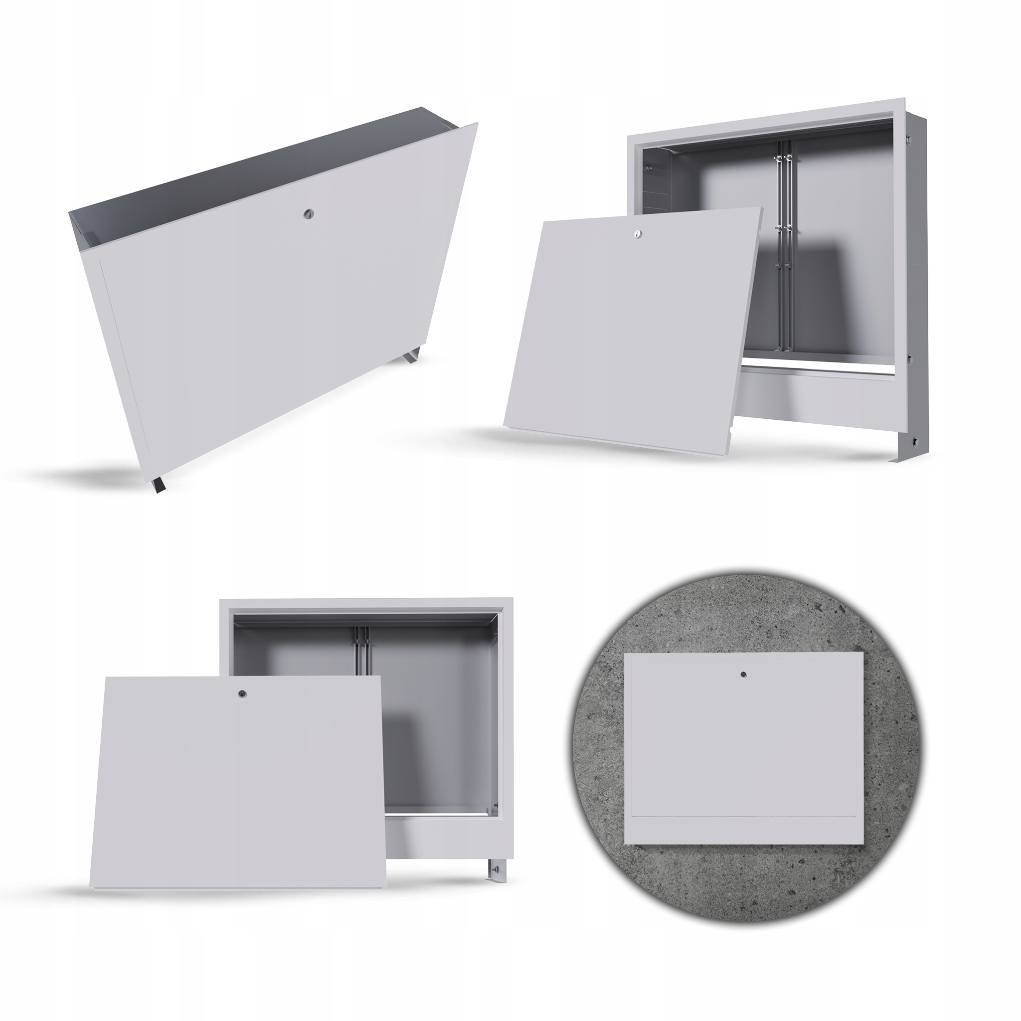 Podomítková skříň 7-8 s obvodem pro rozdělovač podlahového vytápění, bílá