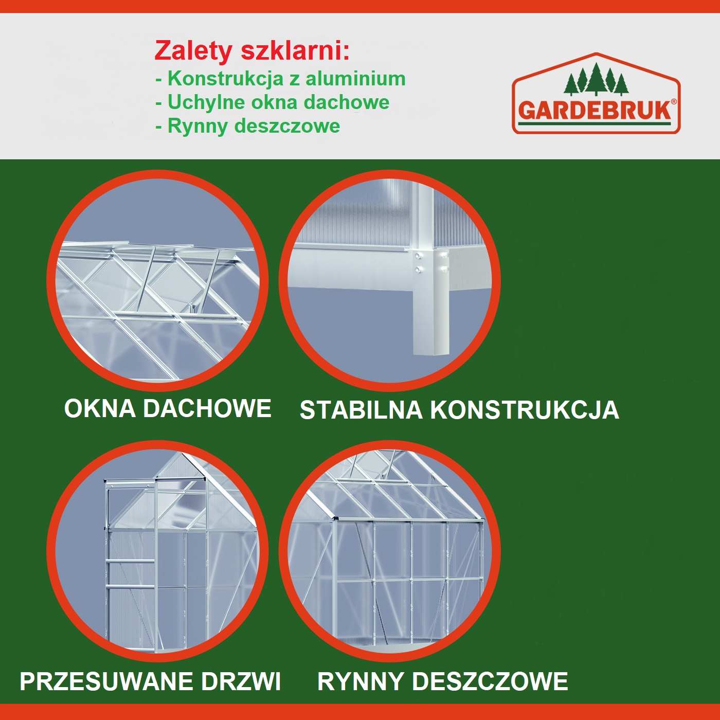 Szklarnia poliweglan Ogrodowa 380x190cm Aluminum Długość 1.9 m