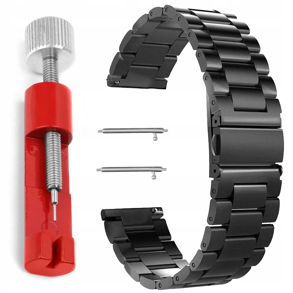 BRANSOLETA PASEK DO ZEGARKA 22MM CZARNA + SKRACACZ