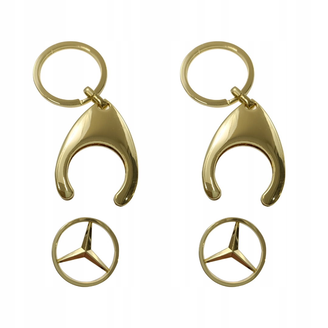 

2X Breloki Mercedes Gwiazda Żeton Do Wózka Złoty