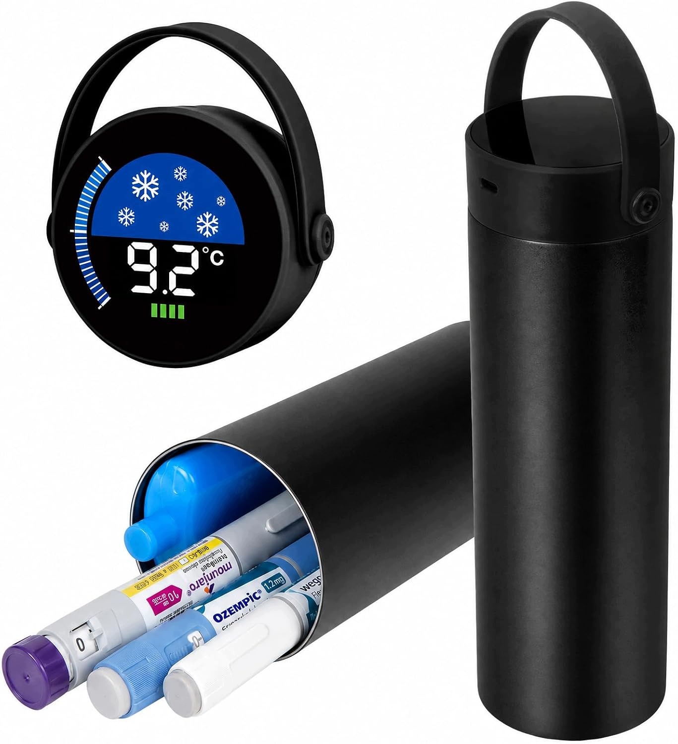 Sunmon C1 czarne etui chłodzące do insuliny z Usb i wskaźnikiem Led