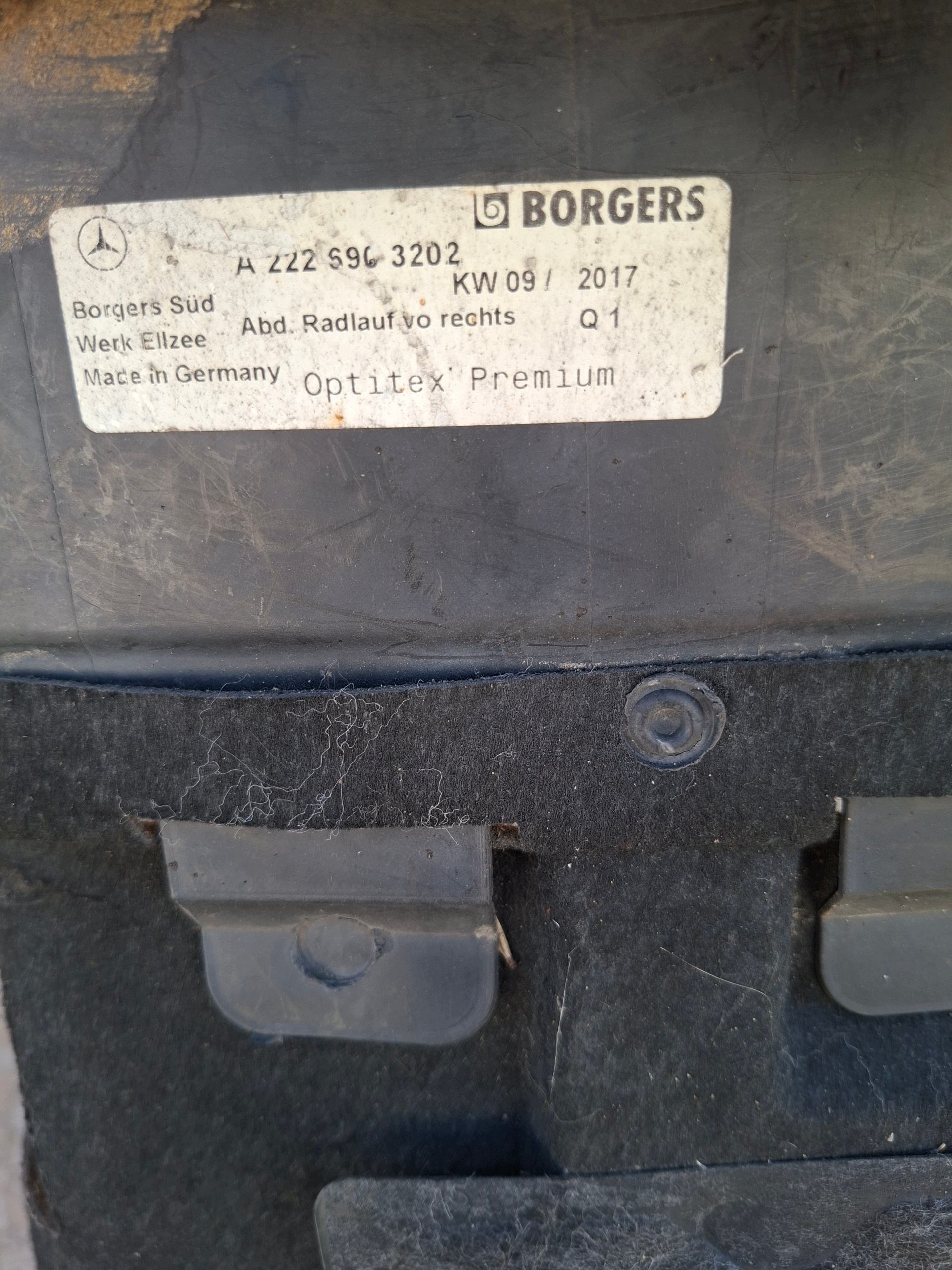 mudguard front front right MERCEDES W222 A2225963202
