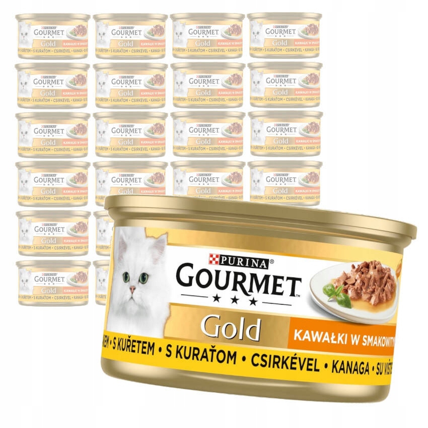 Levně Gourmet Gold Kuřecí Kousky V Omáčce Mokré Krmivo Pro Kočky 24x85 g