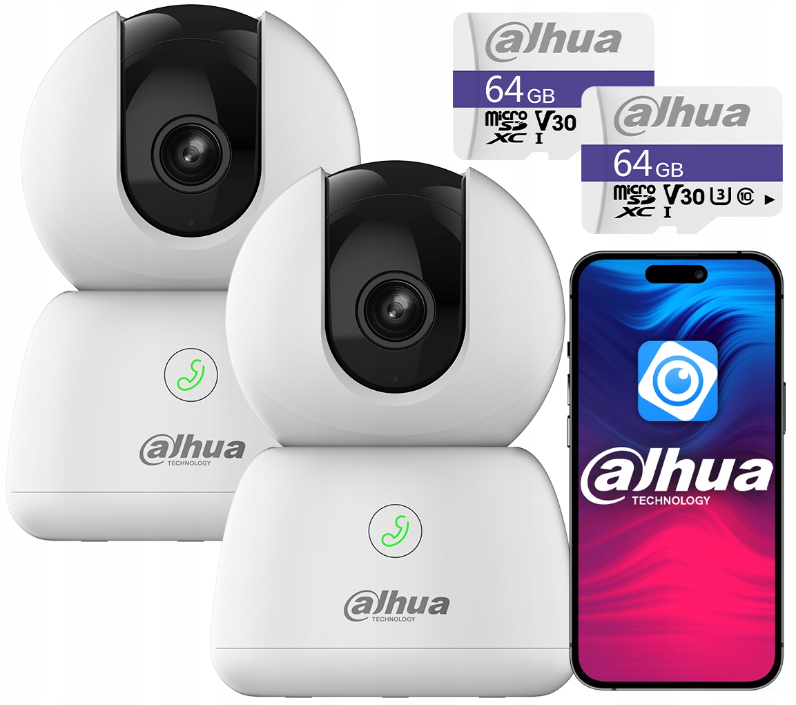 Dve otočné WiFi pestúnky 3Mpx Dahua H3B Hero Autotracking 64GB