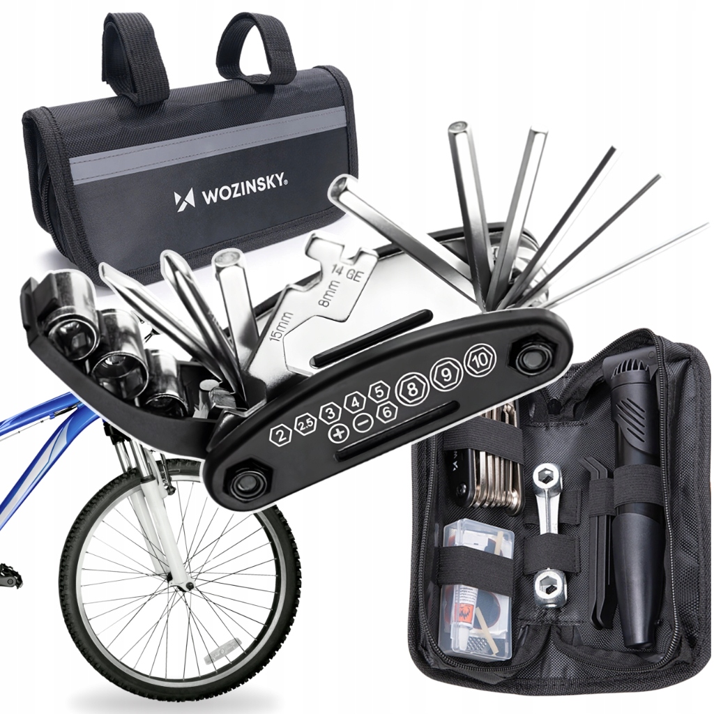 НАБОР MULTITOOL 16in1 ВЕЛОСИПЕДНЫЙ ИНСТРУМЕНТ НАБОР ДЛЯ ОБСЛУЖИВАНИЯ НАСОСА СУМКА С ЗАПЛАТАМИ