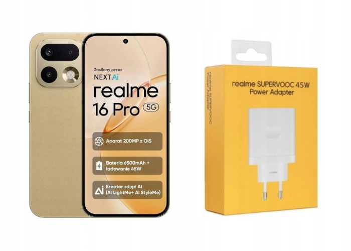 Chytrý telefon realme 16 Pro 5G 8 Gb 256 Gb Ois Zlatá Master Gold Nabíječka