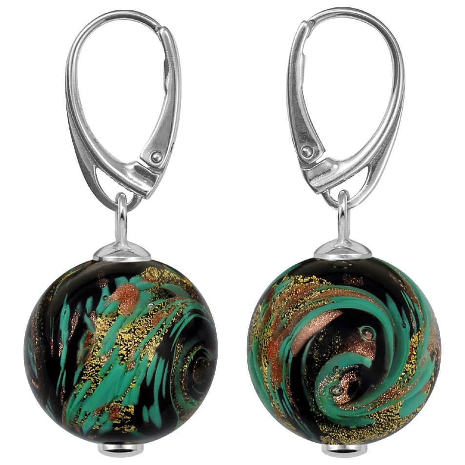 Náušnice dámské Harf stříbro sklo murano