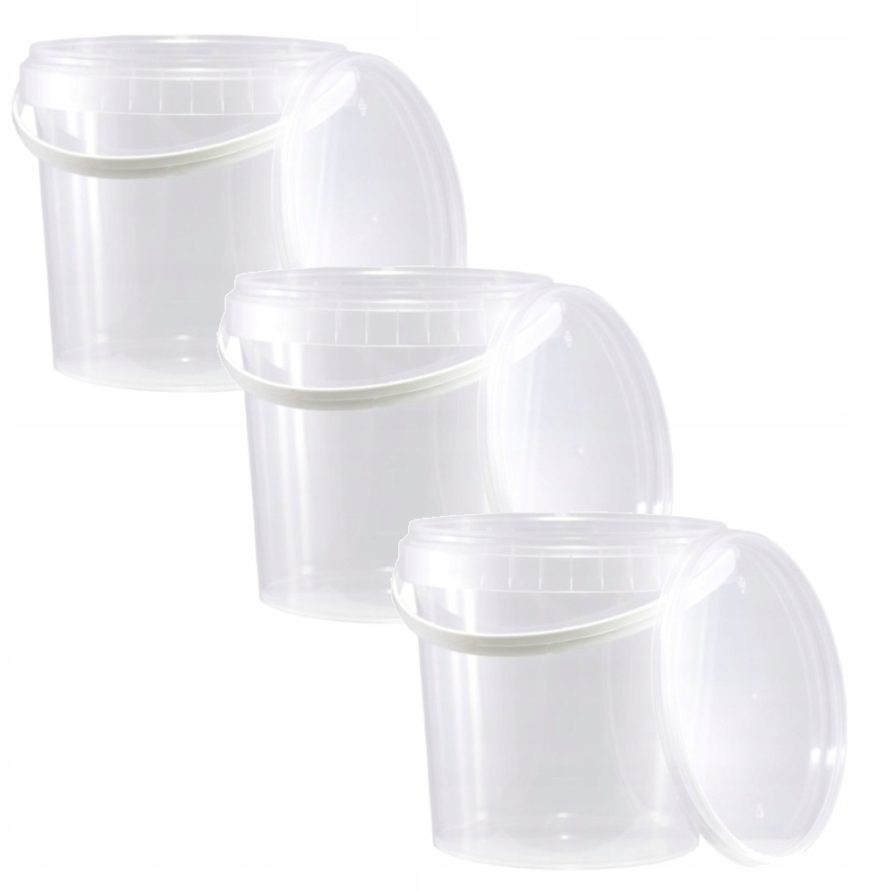 

Wiaderko plastikowe pokrywka 1L wiadro x 3