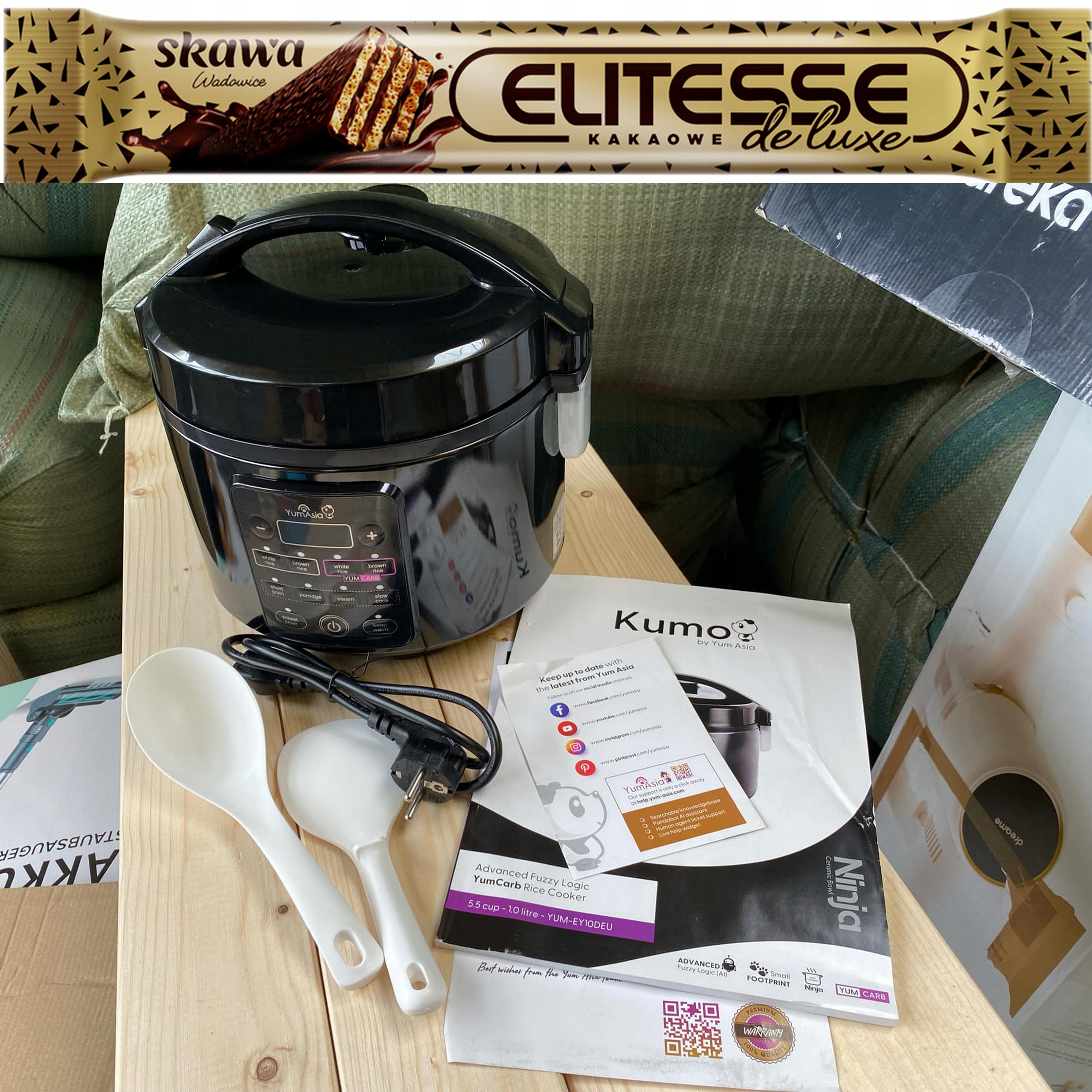 Asia Kumo Yumcarb Rýžovar Yum S Keramickou Miskou, 5 Funkcí Vaření, černý