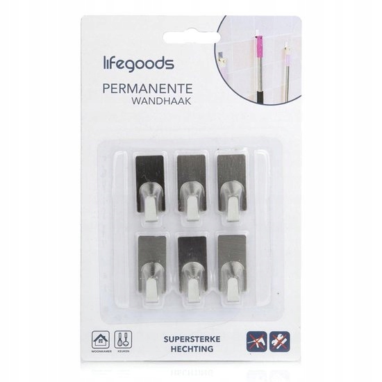 Wieszaki HACZYKI Samoprzylepne STALOWE 6 szt Marka MatMay