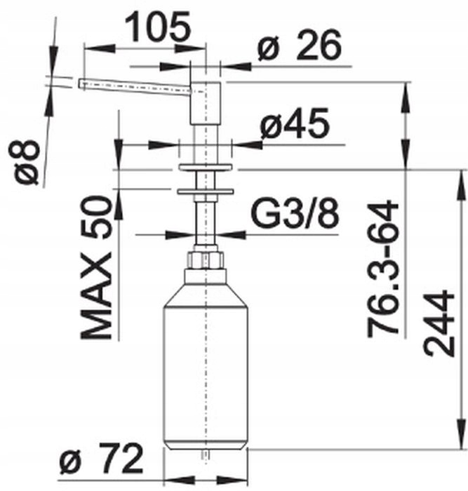 DOZOWNIK DO PŁYNU CHROM BLANCO PIONA Pojemność pojemnika 500 ml