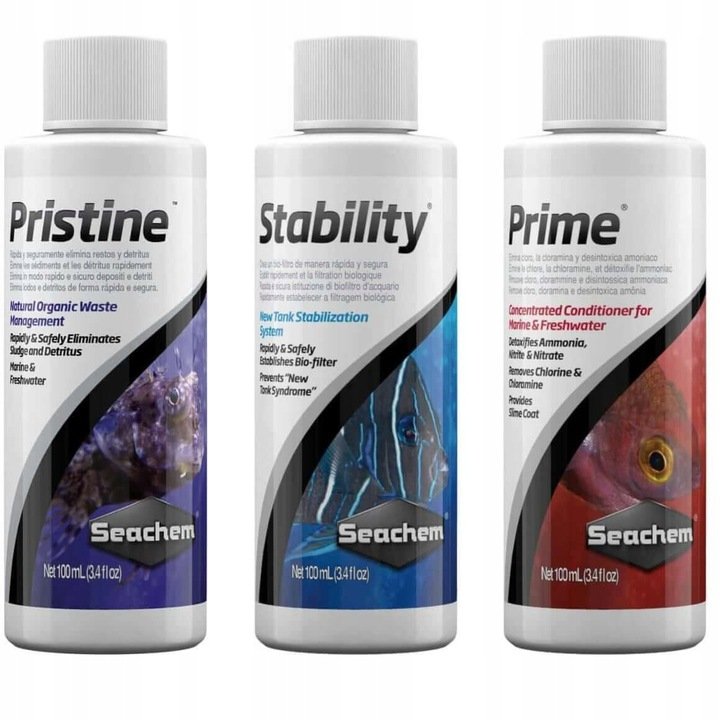 Zestaw Seachem Prime Stability Pristine 3x100ml