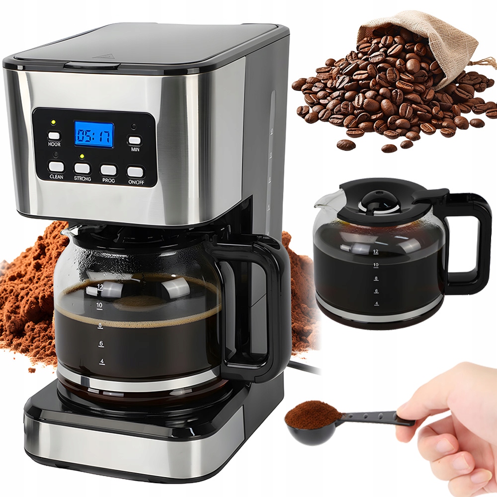 Překapávací kávovar 1500 ml, malý překapávač s časovačem