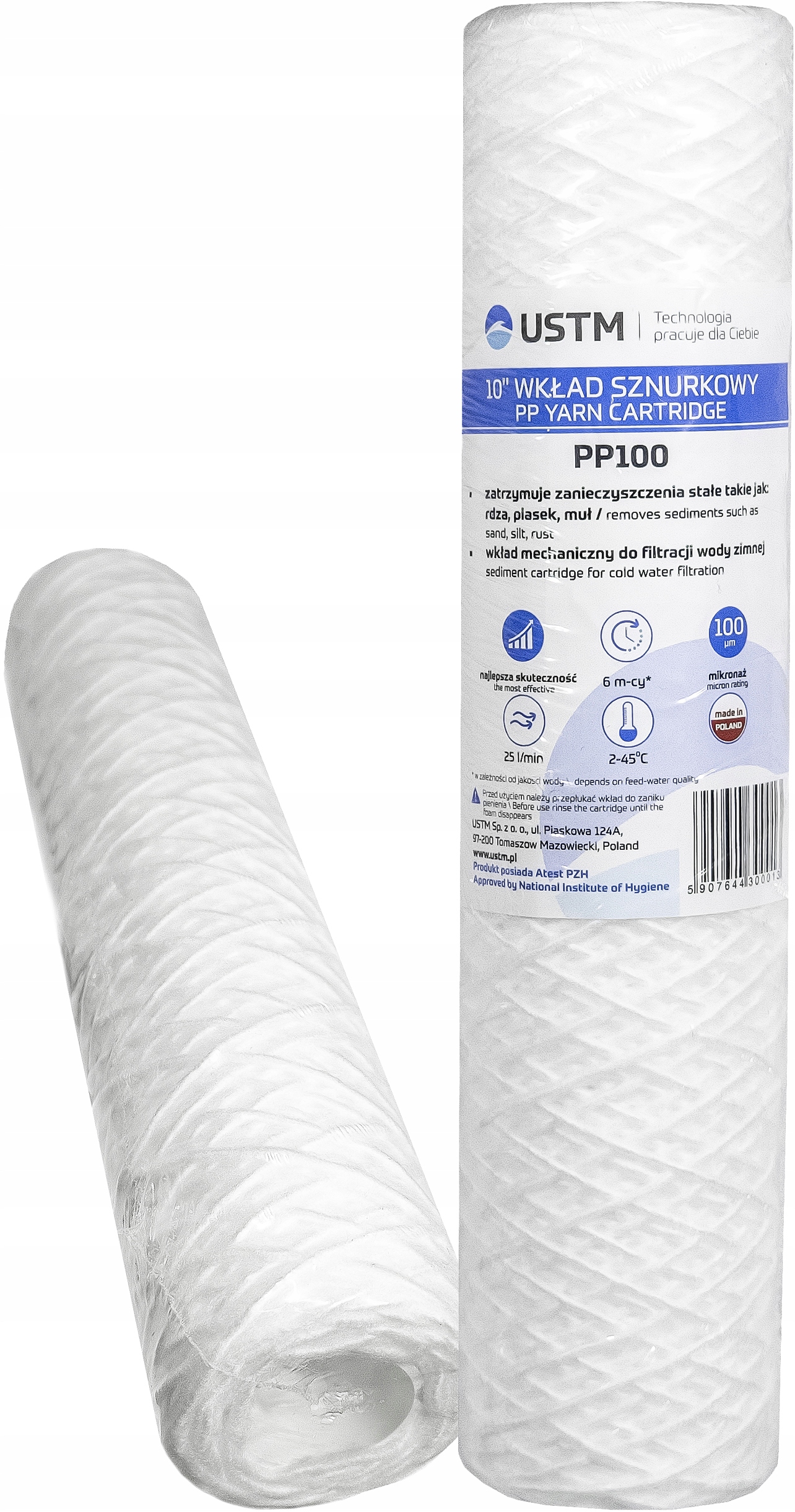 FILTR WODY WKŁAD SZNURKOWY 100 MIKRON PP100M USTM