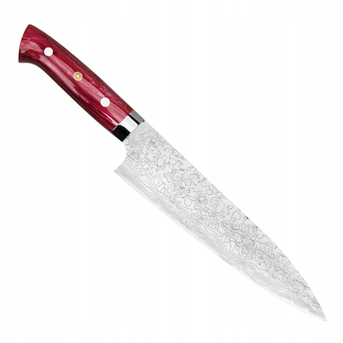 Takeshi Saji Red Turquoise Ručne kovaný R2 Japonský nôž šéfkuchára 21 cm