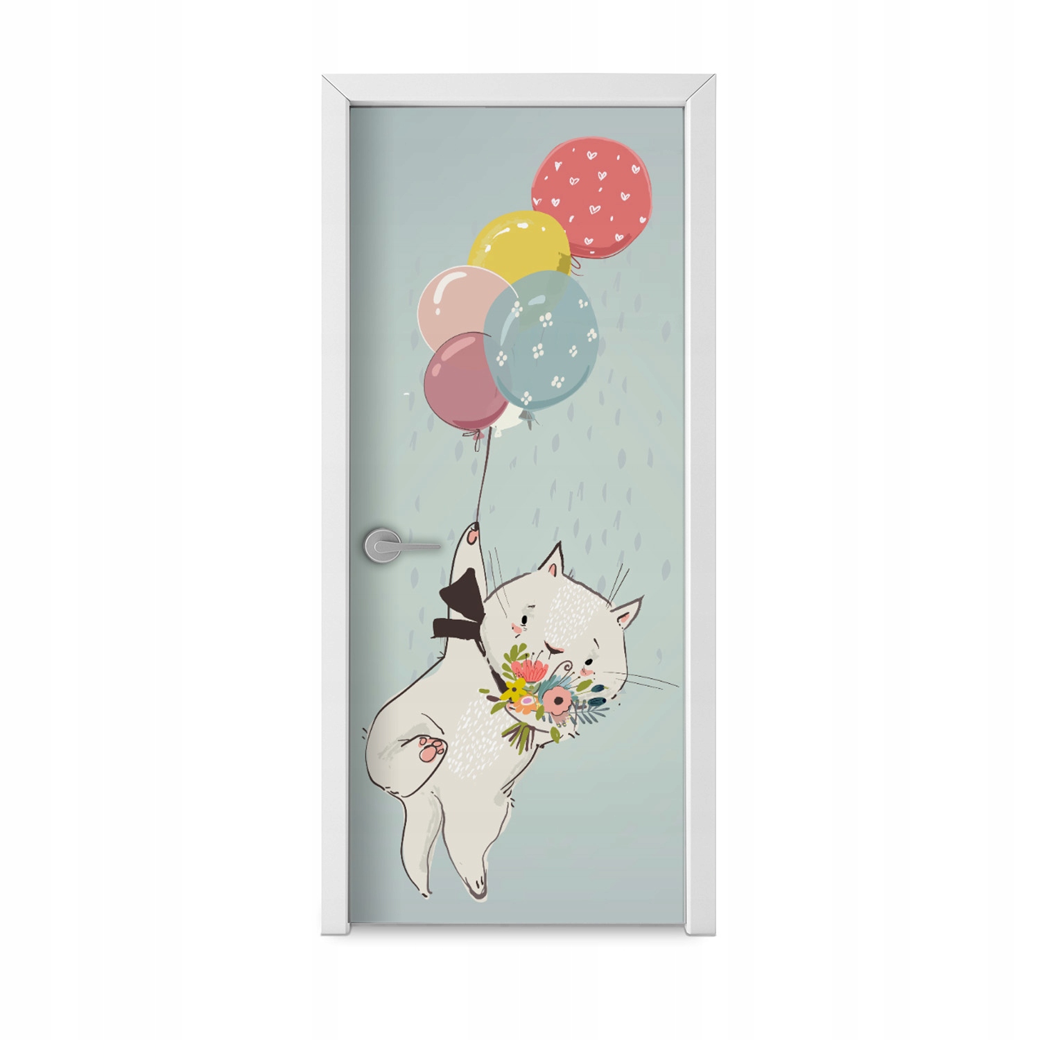 

Tapeta na drzwi 85x205 dekoracja wzór Balony kotek
