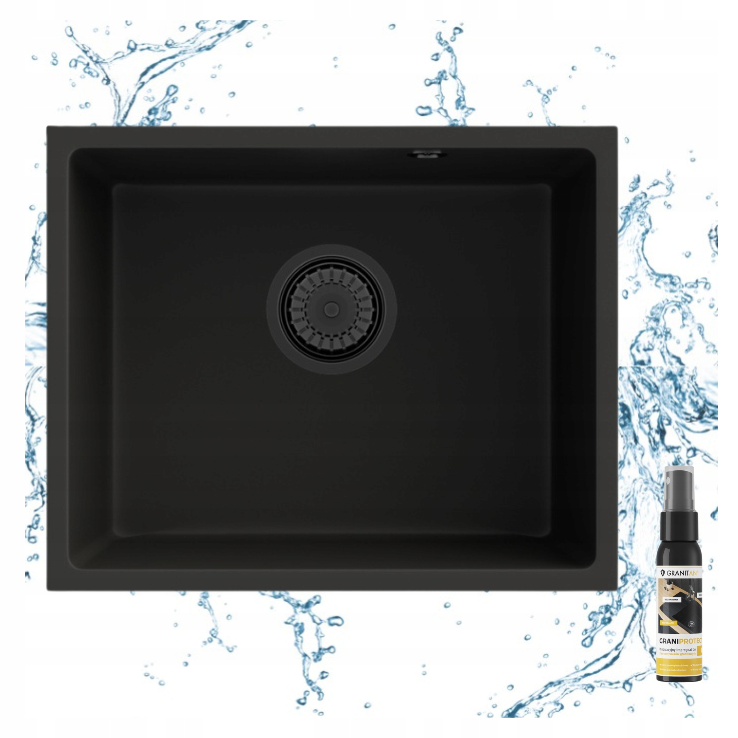 Čierny Granitový Drez Pod Doskou Klik Klak Manado 50