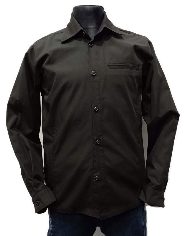 elegancka czarna KOSZULA ** gładka ** 146 cm