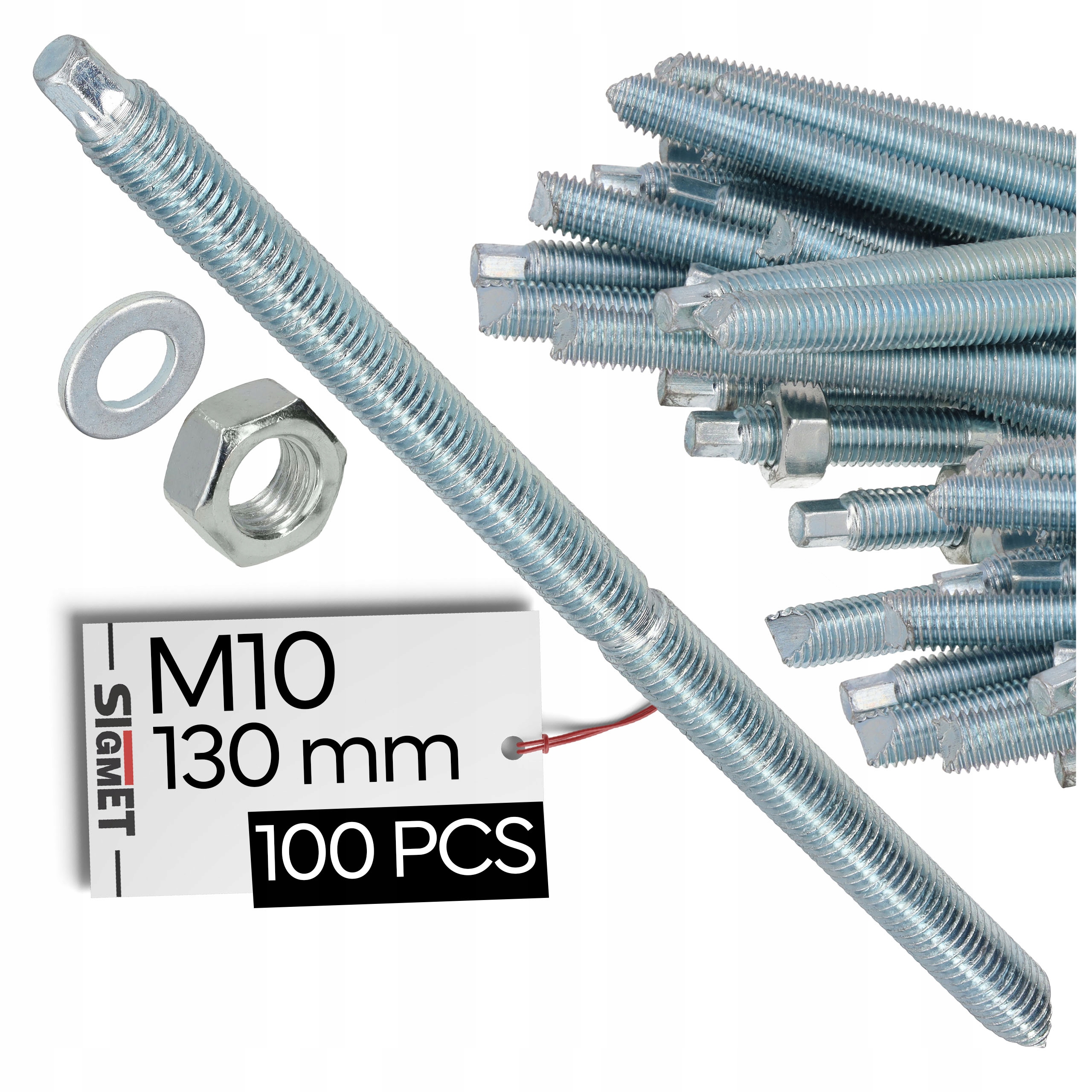 100 x Špendlík chemickej kotvy M10/130 s šesťhranným držiakom, pozinkovaná kotva