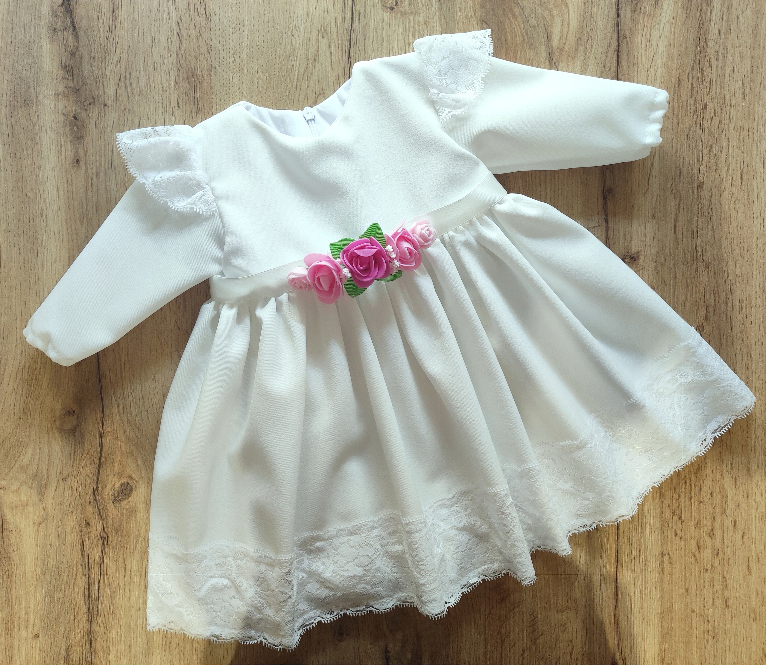 KELLO - ECRU Sukienka 80 cm chrzest