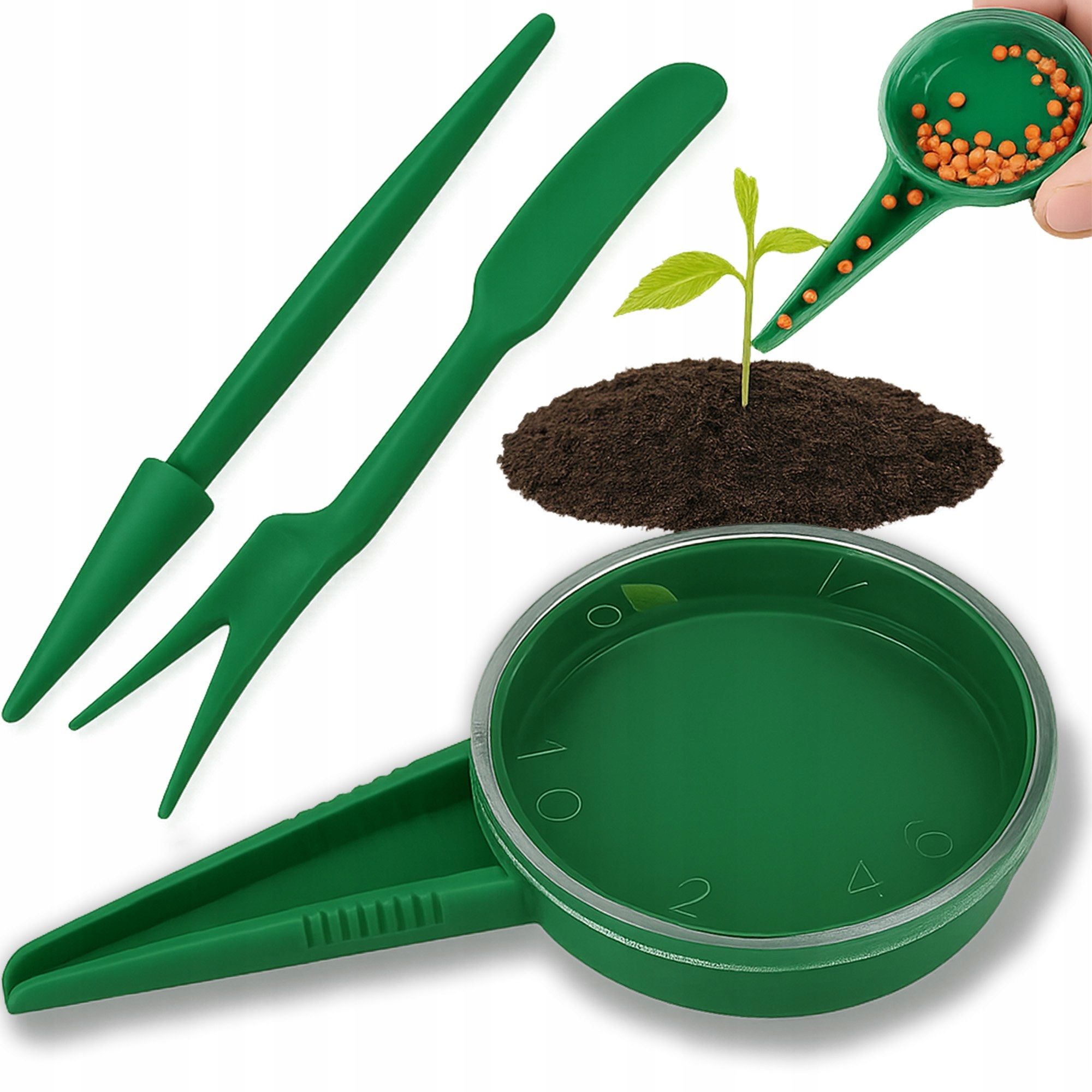 ZESTAW DO SIANIA NASION SADZENIA ROŚLIN PIKOWANIA SIEWNIK WIDEŁKI PIKOWNIK