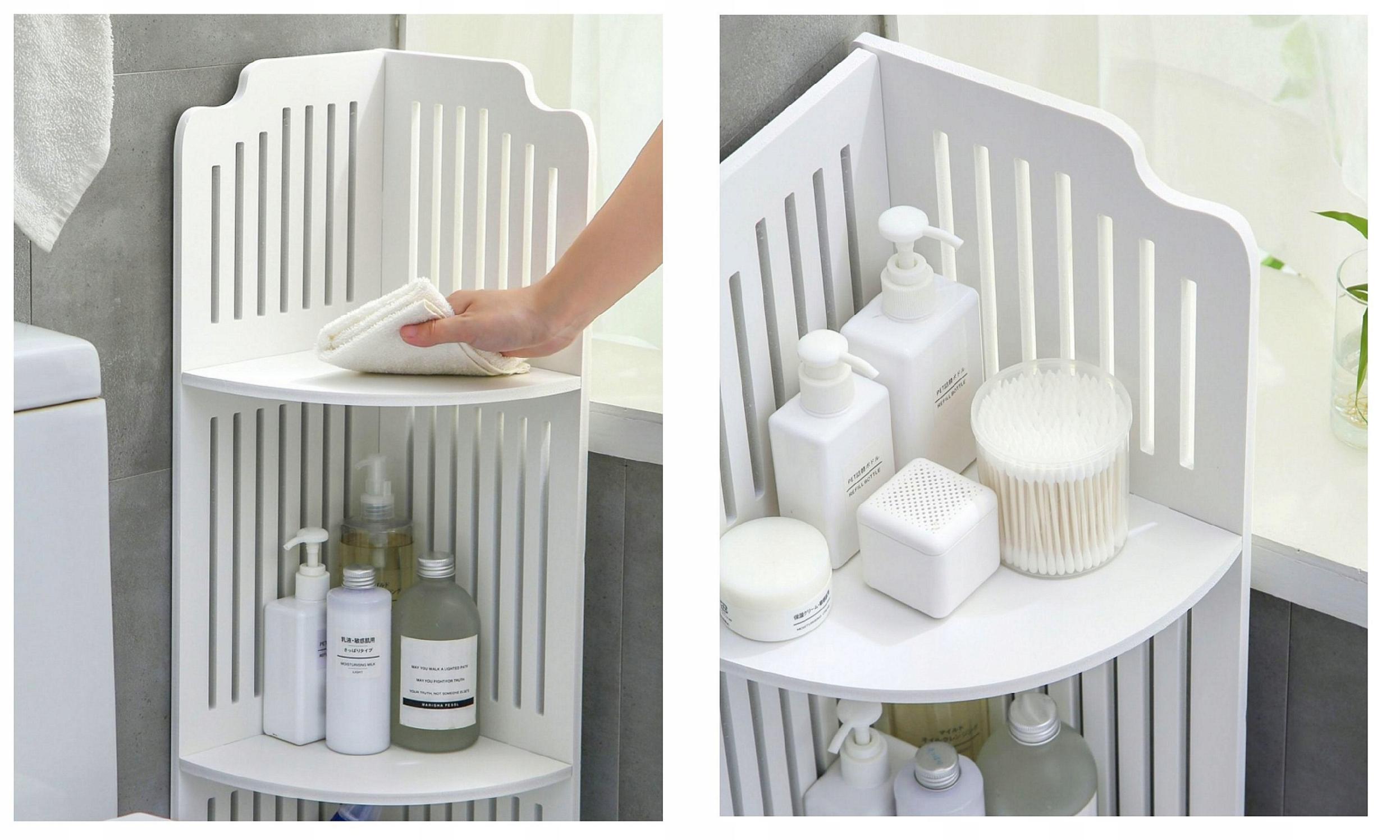 PÓŁKA łazienkowa narożna biały REGAŁ stojąca LEKKA SZAFECZKA 79 CM Głębokość mebla 22 cm