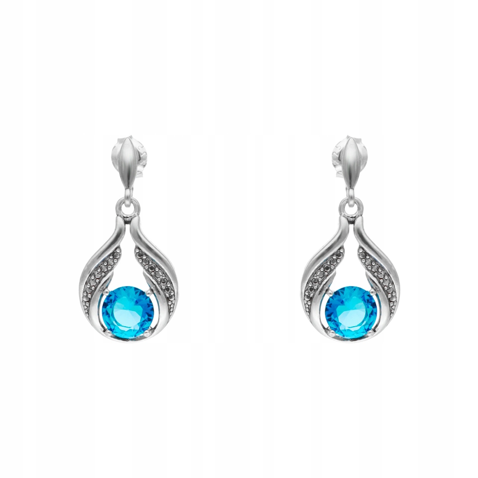 Náušnice s modrými zirkony stříbro