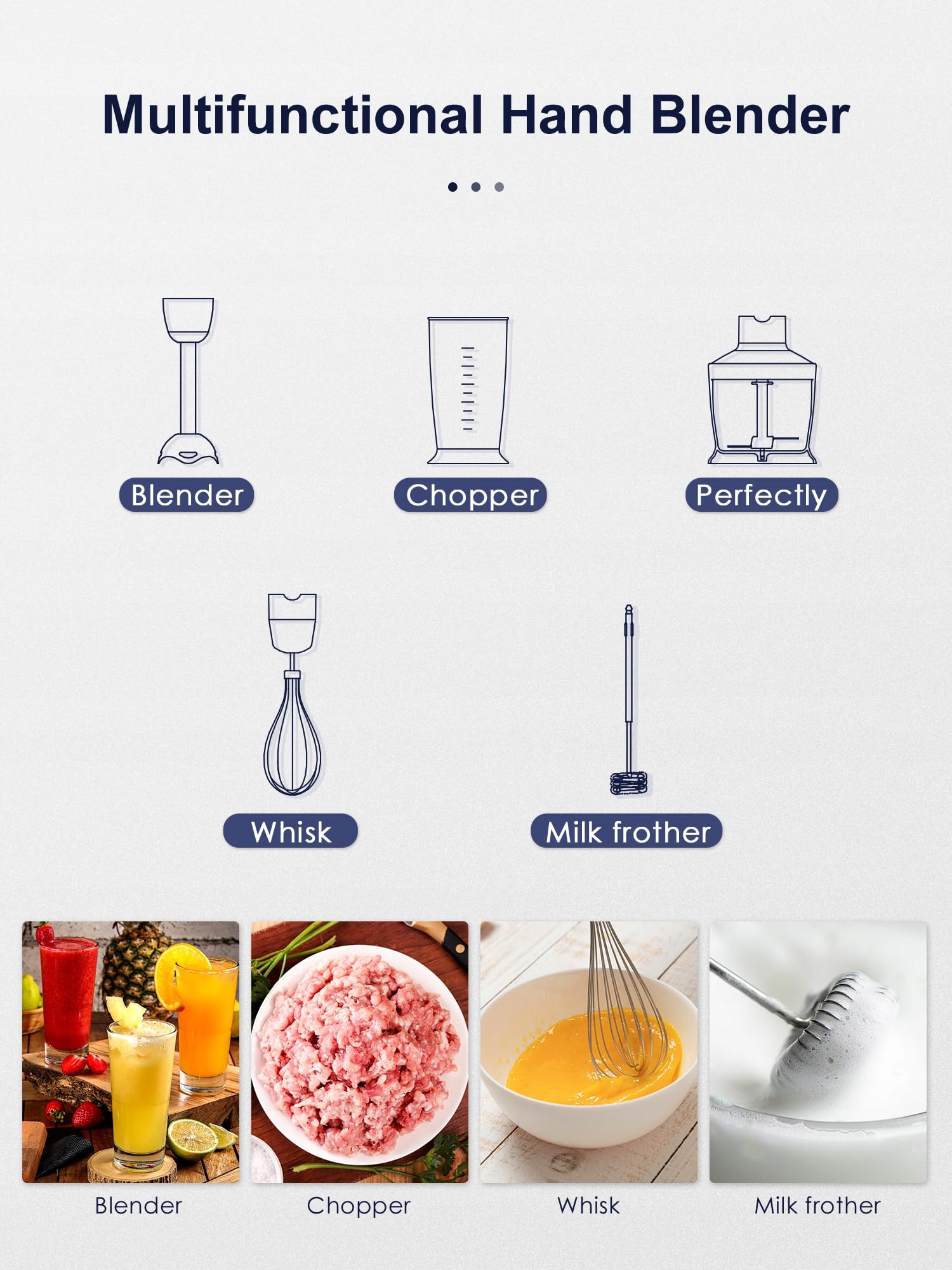 Reemix: STABMIXER 5W1 Blender Ręczny 1000W 12 Prędkości Turbo — miniatura 4