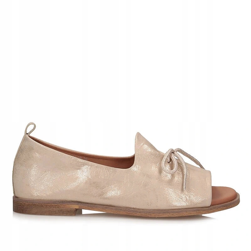 Dámské polobotky Potocki 26-12824 Gd zlaté kožené s odkrytou přední částí