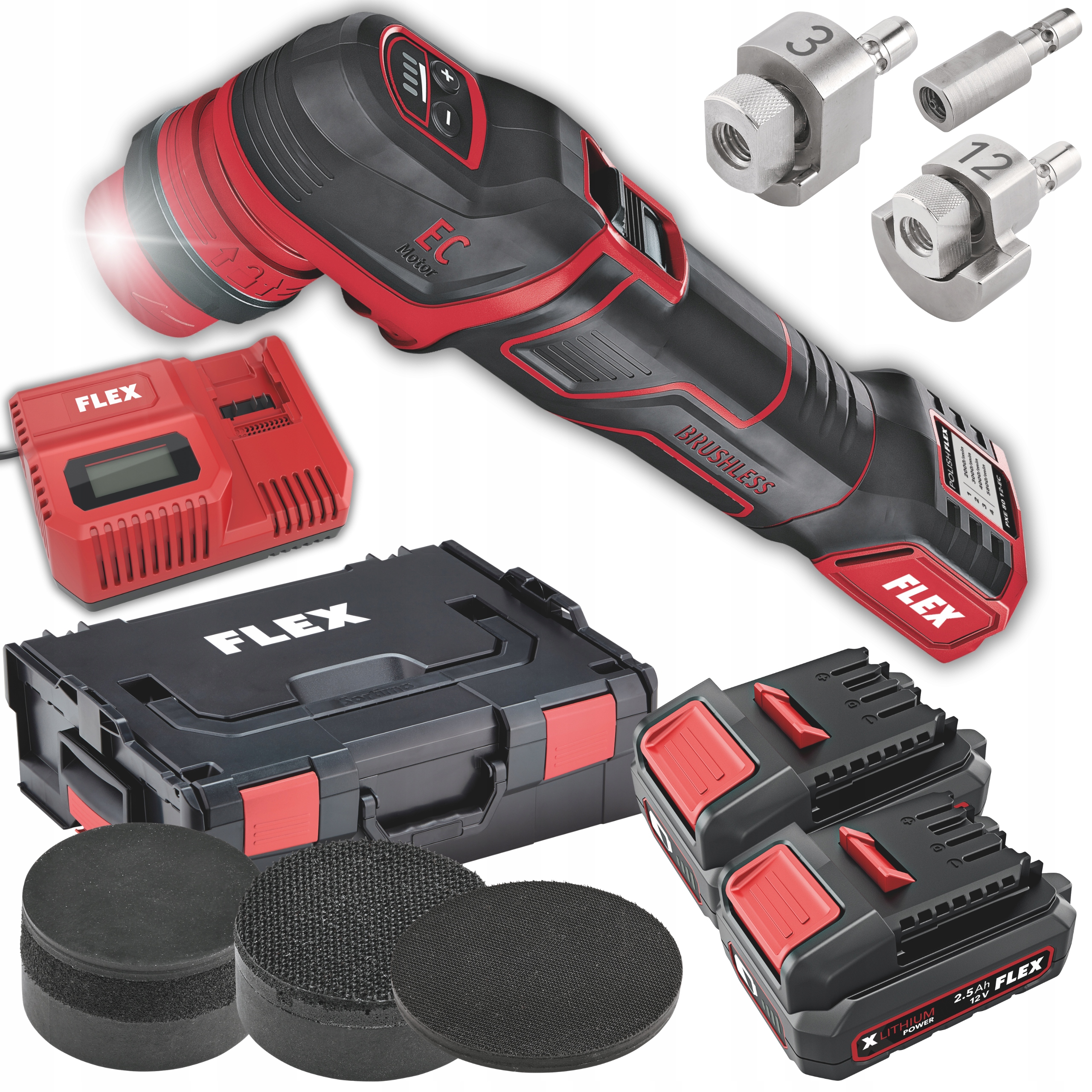 POLERKA AKUMULATOROWA Z GŁOWICĄ MIMOŚRODOWĄ FLEX IPXE 80 12-EC/SET ZESTAW