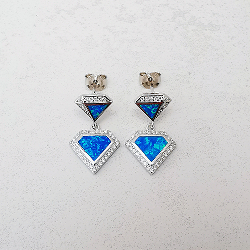 Visací náušnice z modrého opálu