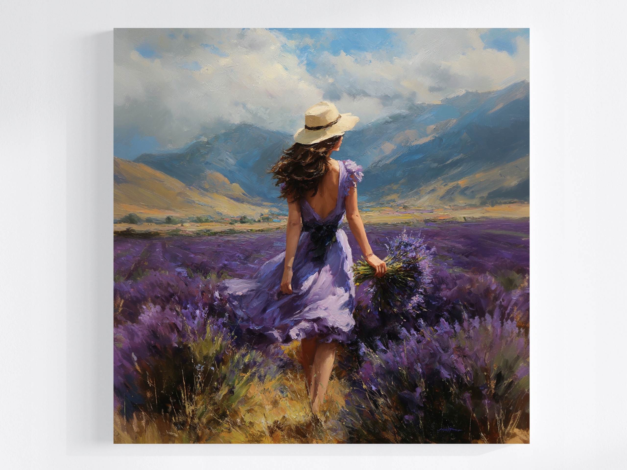 Obraz Na Plátně Canvas Žena Dívka Provence Květiny Levandule 80x80