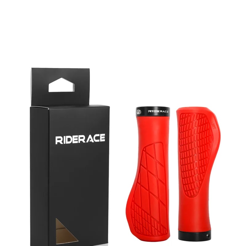 Chwyty profilowane lock-on RIDERACE RL9328 skręcane pierścieniami CZERWONE