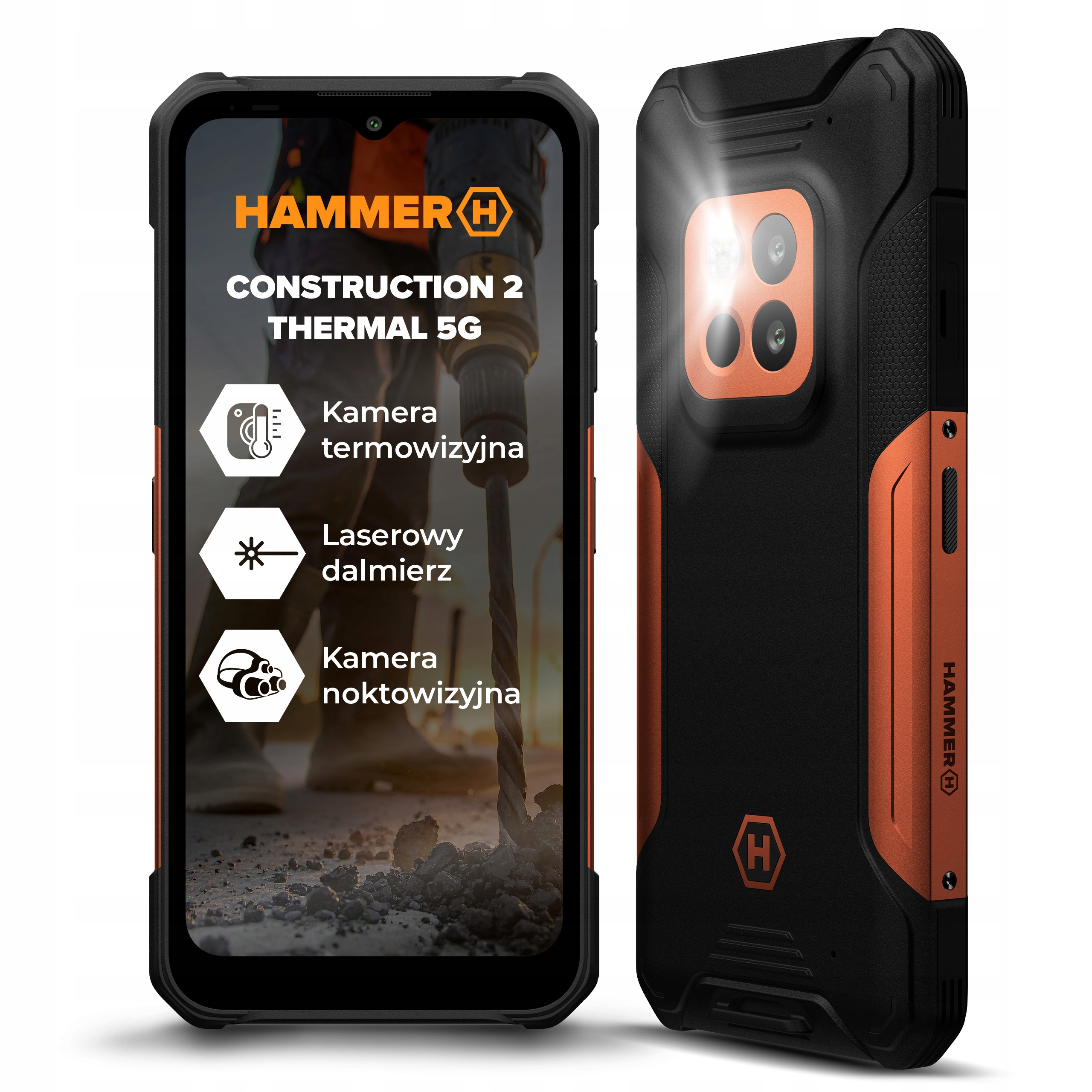 Smartfon Hammer Construction 2 Thermal 5G 16/256GB Pancerny Termowizja IP69