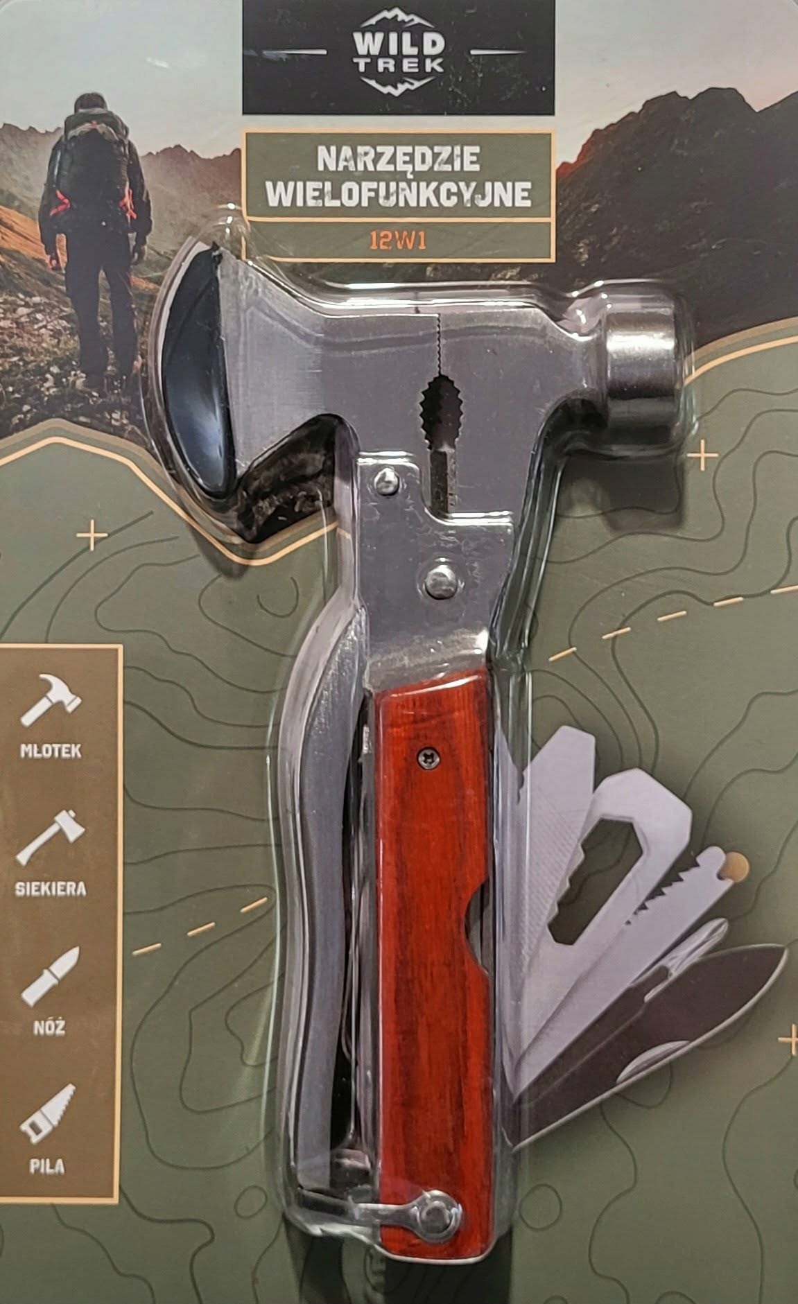 Narzędzie wielofunkcyjne multitool survival 12w1 młotek kombinerki scyzoryk